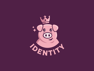 Pig with Crown logo animal crown design identity illustration king logo logotype pig simple vector