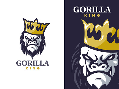 Gorilla king logo animation branding crown design gorilla graphic design illustration king logo logo design