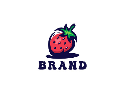 Strawberry logo brand branding design fruit graphic design illustration logo logo design