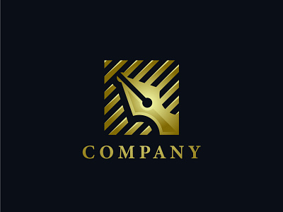 Golden Fountain Pen Logo branding design education graphic design illustration logo