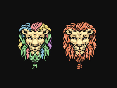 Colorful Lion Logo design illustration lion logo
