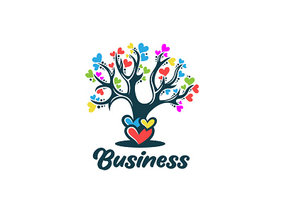 Colorful Love Tree Logo brand branding design illustration logo