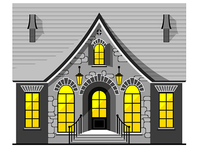 House flat fairy tale style architecture flat house illustration style