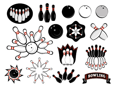 Bowling icons set bowling icons set