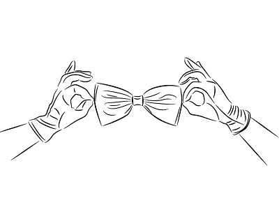 Hands with bow tie bow hands tie with