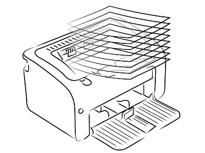 Lazer printer with paper line illustration illustration lazer line paper printer with