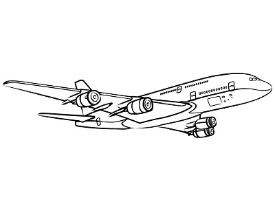 Airplane logo line illustration