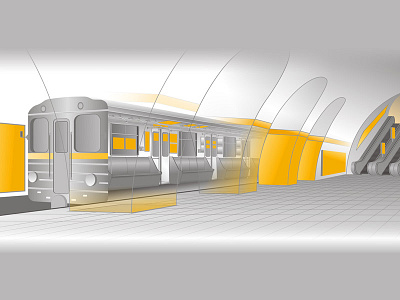 Metropolitan carriage with advertising places advertising and carriage inside metropolitan on outside. places station underground with