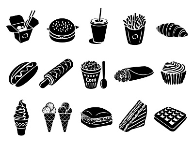 Fastfood icons set eat fast fastfood food icon
