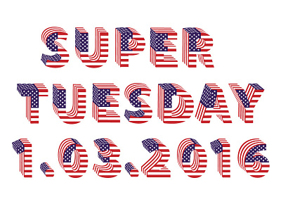 Super Tuesday Election Day USA letters from flag