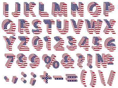 Full Set Alphabet Usa Flag Letters Folded alphabet flag folded full letters set usa