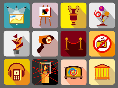 Museum Icons Set icons museum set