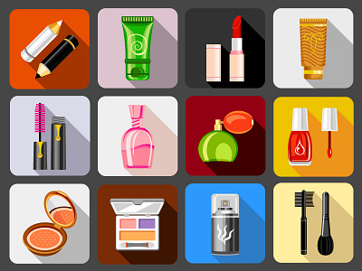 Cosmetics Set Flat Icons cosmetics flat icons set