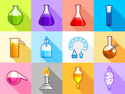 Chemistry Laboratory Icons Set Flat chemistry flat icons lab laboratory set