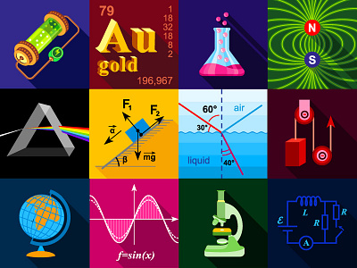 Science Research Icons Set Flat Vector Icons