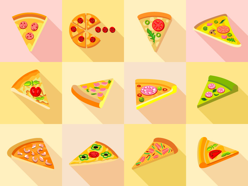 Pizza Flat Icons Set by Yaroslav Koval on Dribbble