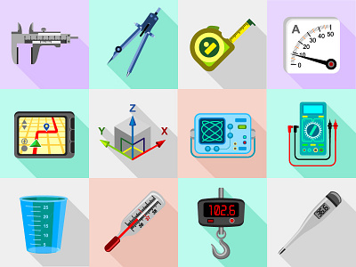 Measure Tools Icons Flat