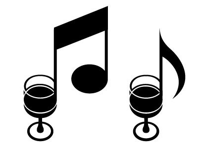 Wine glass as note of taste. glass logo music note taste wine