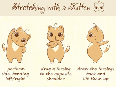 Stretching with a Kitten :) cat comic kitten stretching