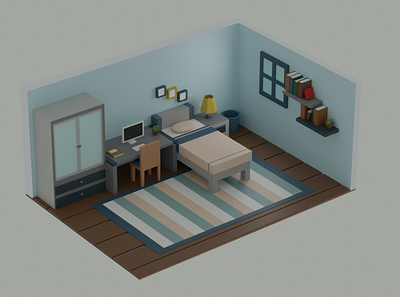 Low Poly Bedroom (Practice) 3d 3d bedroom 3d design 3d low poly 3d modeling bedroom blender blender 2.8 design low poly low poly 3d low poly bedroom low poly model