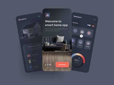 Smart Home App 3d app design figma graphic design icon illustration smart home typography ui ux vector