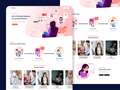 Online health consultation Landing page business doctor figma health illustration ladning page logo ui web design