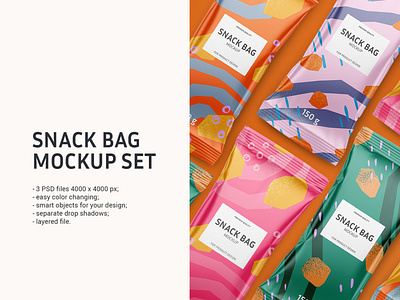 Snack bag mockup set