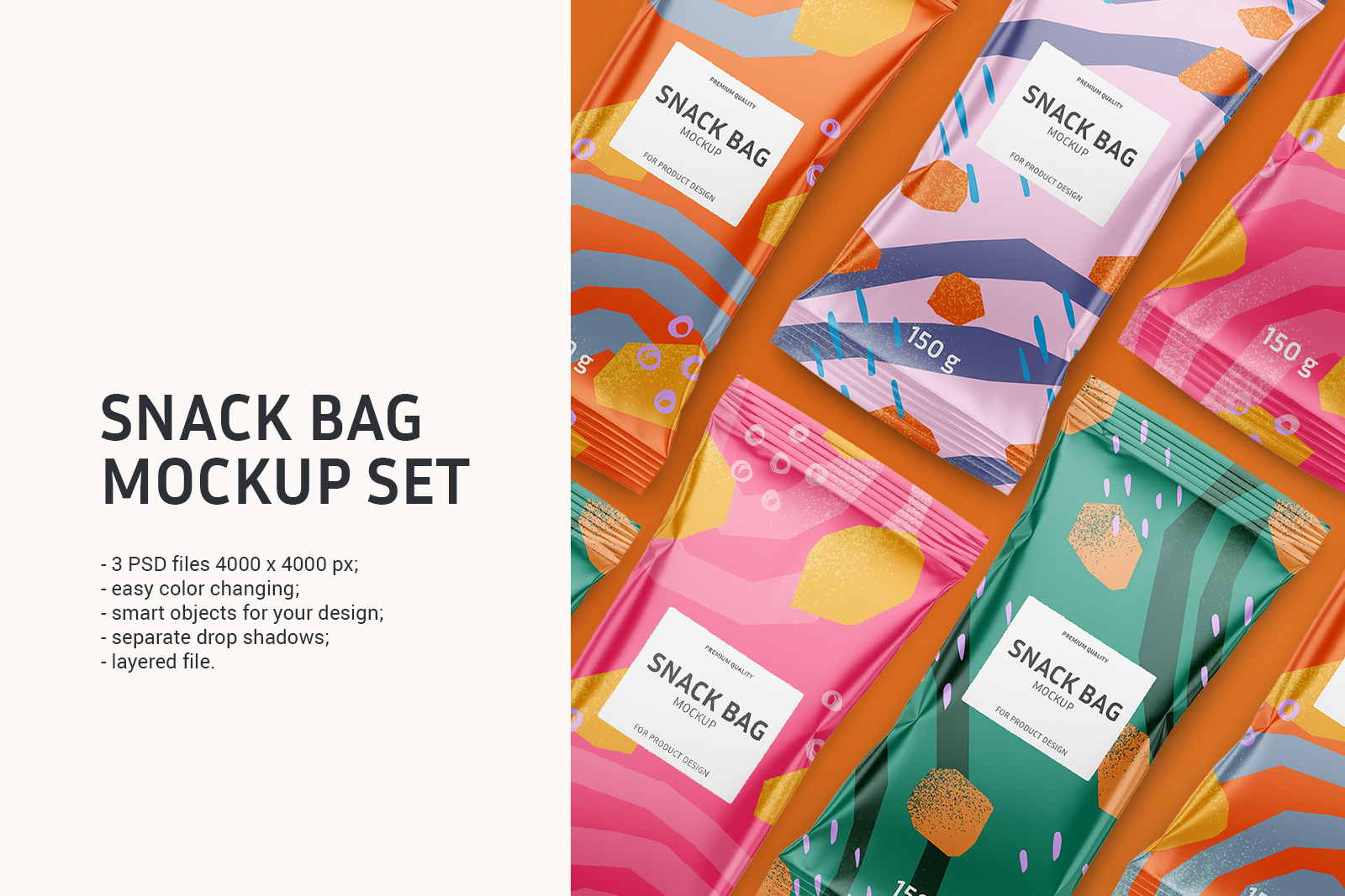 Snack bag mockup set by Oleksandra Yagello on Dribbble