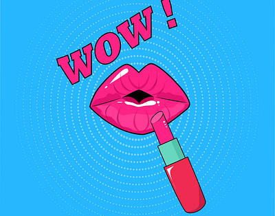 pink lips cartoon design illustration illustrator lips lipstick logo minimal mouth pink popart vector vector image wow