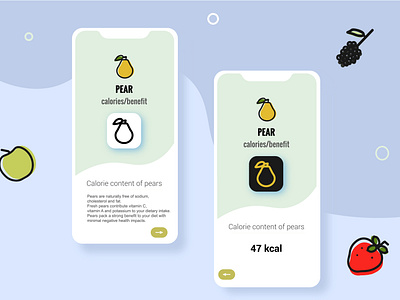 Set of vector icons of fruits for the app