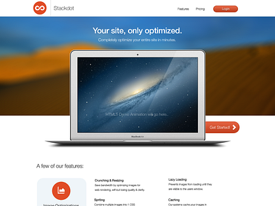 Stackdot landing orange ui website