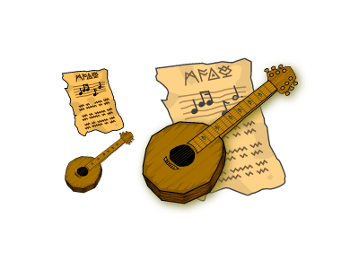 from 8 years ago... guitar music paper symbols vector wood