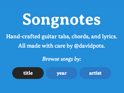 Songnotes Header (mobile) blue flat header navigation pill serif