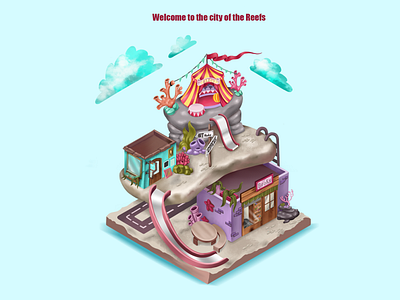 illustration of a location map for the game art characterdesign characters circus concept digital 2d illustration game game artist game ui illustration locations lock