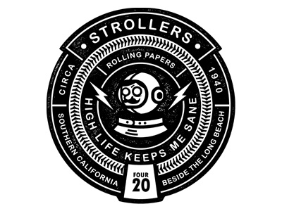 Strollers - Rolling Papers 420 astronaut badge beach california high life logo long outerspace street weed