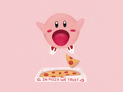 Kirby lockdown mood 2d cute design drawing fun illustration illustrator kirby pizza procreate