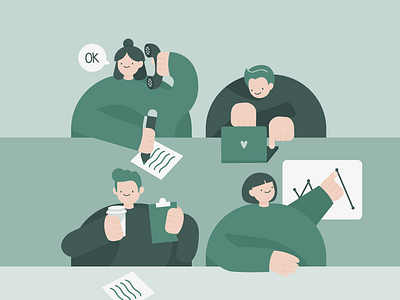 Coworkers 2d at work characters color palette coworkers design drawing flat design flat illustration graphic design illustration illustrator office product design product illustration ui user interface ux uxui vector