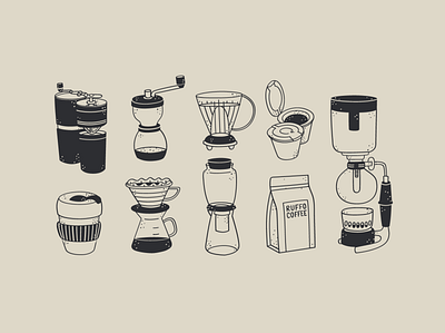 you can never have too much coffee <3 2d coffee drawing handmade icon illustration illustrator set vector