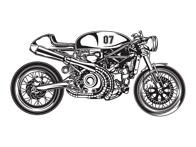 Wmc Motorcycle Poster Element black and white illustration motorcycle vector