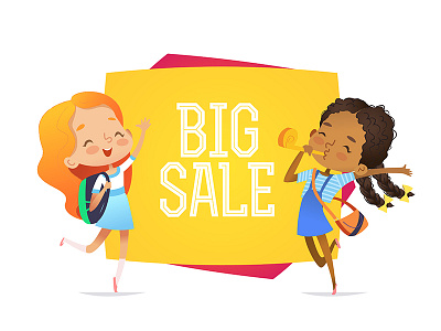 Sale banner banner girls kids sale school vector