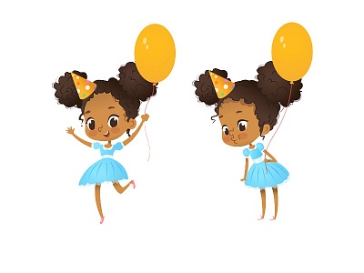 Birthday Party Characters birthday characer design girl illustation kids party vector