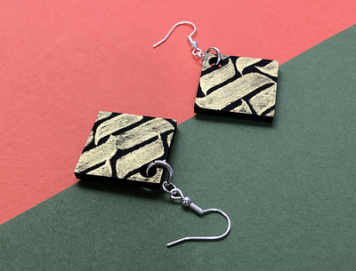 Gold Diagonal Earrings blackletter calligraphy calligraphy and lettering artist calligraphy design earring earring design earrings