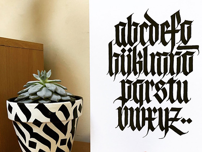 Fraktur Alphabet with Plant Pot