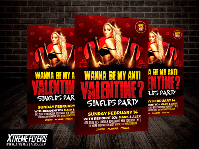 Anti Valentines Day Flyer Template advertisement advertising anti valentines day bash flyer party poster print psd template valentines vday
