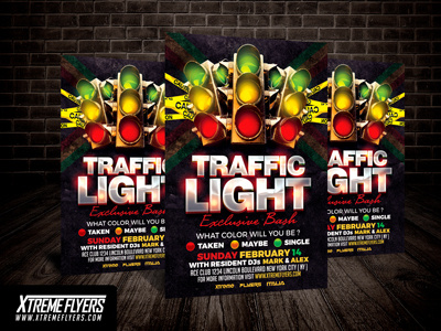 Traffic Light Flyer Template anti valentines bash club flyer light party poster psd template traffic valentines vday
