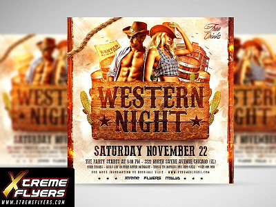 Western Flyer Template country flyer design flyer designs flyer template party poster print print design western