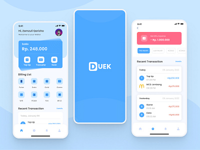 E-Wallet Duek App - Mobile UI Design app design graphic design mobile ui ux wallet