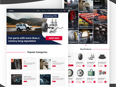 Automotive Parts Shop - Web UI Design automotive automotive design automotive landing page e commerce figma landing page ui ui design web design
