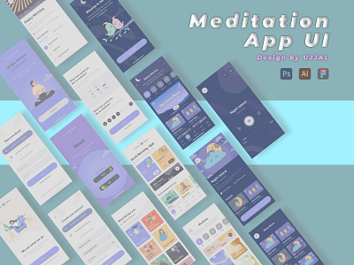 Meditation App UI app branding illustration meditation meditation app mobile app design ui uiux ux webdesign