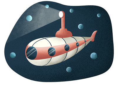 Submarine art bubbles dark grain illustration illustrator invite light noise sea submarine vector